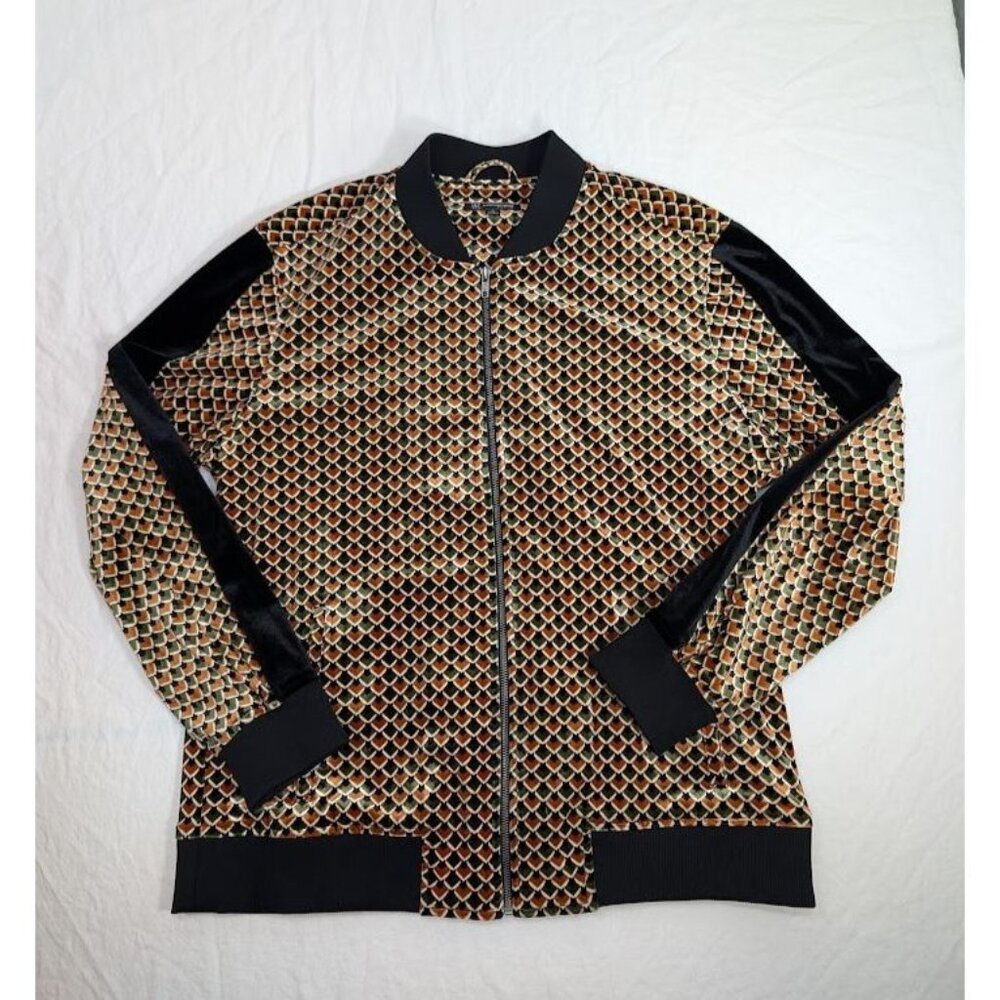 I.N.C international concepts men's sz XL velour geometric zip up jacket B12